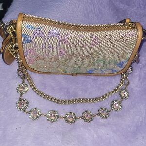 Authentic Swinger 20 With Chain In Crystal Signature Jacquard And Floral Chain